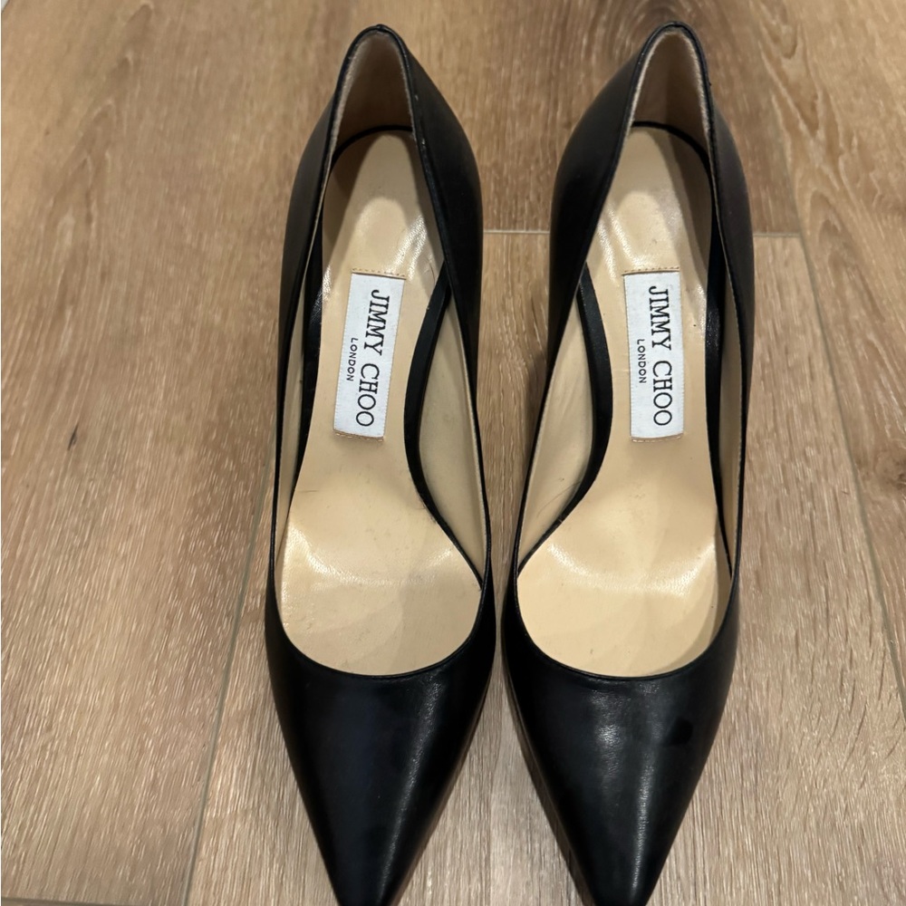 Jimmy Choo Black Leather Heels